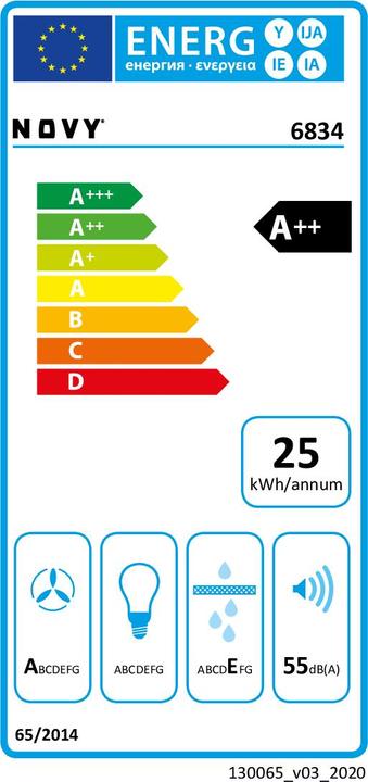 Energie-Label NOVY 6834 Pureline Deckenhaube (Deckenlüfter)