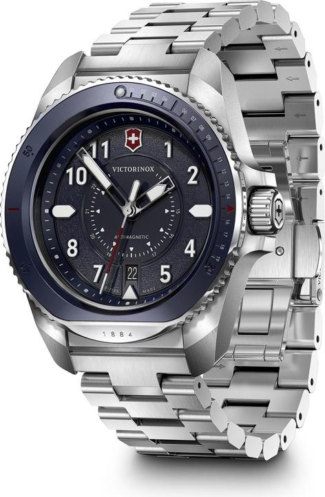Victorinox Journey 1884, Taucheruhr, Herrenuhr, 43 cm, Ziffernblatt blau, Edelstahl Armband silber (Taucheruhr, 43 mm)