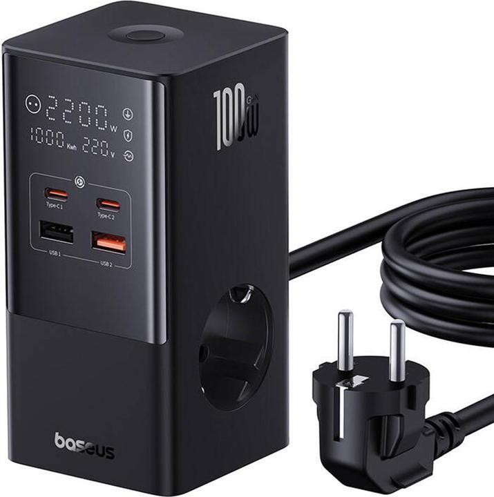 Baseus Nástěnná nabíječka / napájecí pásek PowerCombo 100W (černý) (100 W)