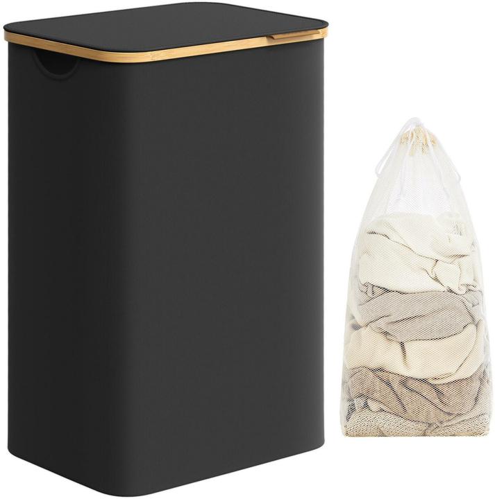Songmics Panier à linge 90 l, noir (90 l)