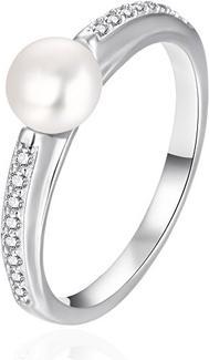 Actual product image Agato Elegant Silver Ring With Genuine Pearl Agt-R08w (52)
