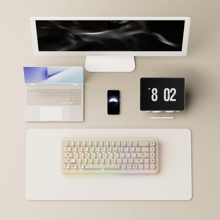 Actual product image Akko YU01 Antique Jade Gaming Keyboard, RGB - 65%, V3 Piano Pro Switches (ISO) (US, Cable, Wireless)
