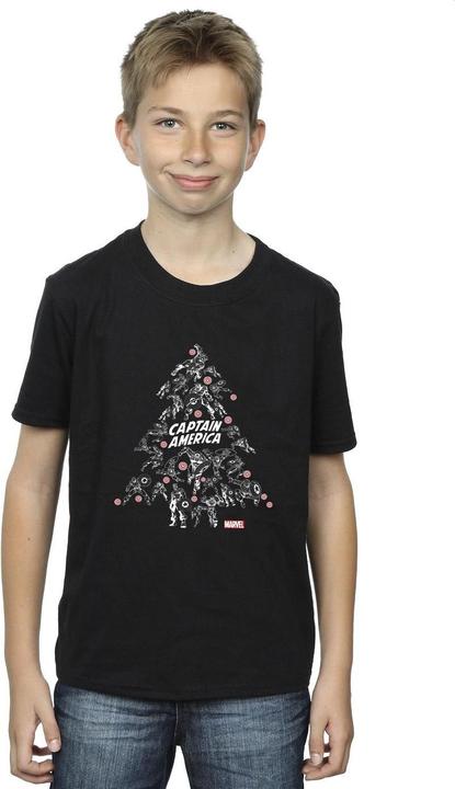 Actual product image Boys Captain America Christmas Tree T-Shirt (140, 146)