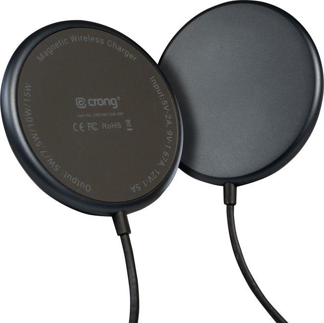 Actual product image Crong MagSpot Wireless Charger - Aluminiowa ładowarka MagSafe 15W (Graphite) (15 W)
