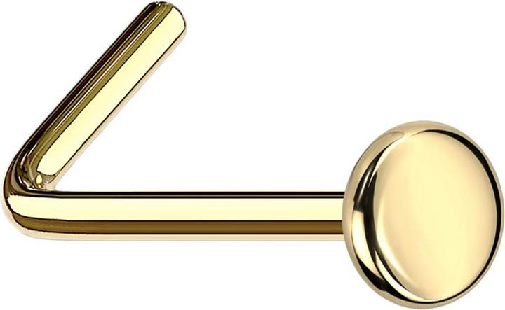 Star Piercing Nasenstecker gewinkelt vergoldet mit Teller (ohne Messing, Titan G23)