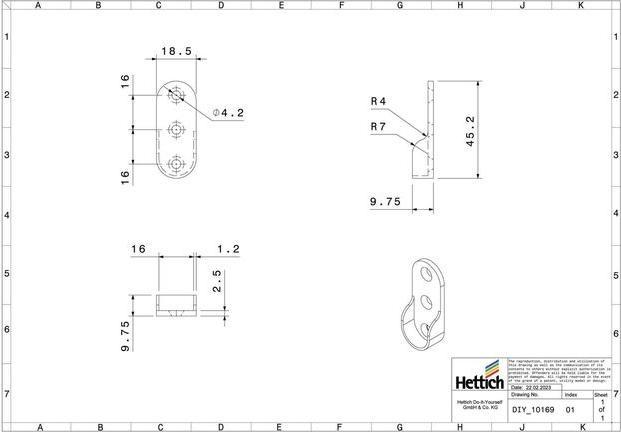 Produktbild Hettich Schrankrohr-Lager, für Rohrprofil oval 15 x 30 mm, verchomt (1 Stk.)