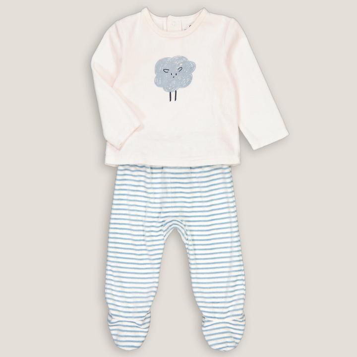 Produktbild La Redoute Collections 2-teiliger Samt-Pyjama mit Füssen (80)