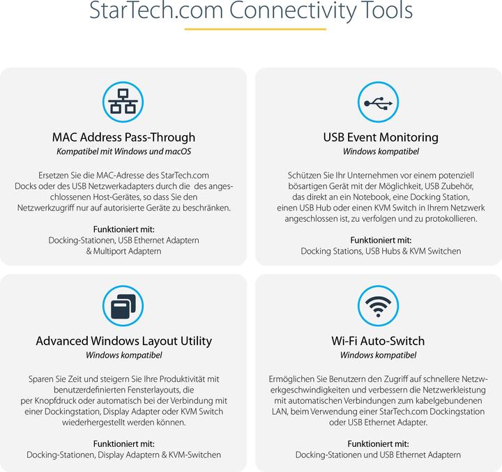 Produktbild StarTech com TB4CDOCKUE, Cablato, Thunderbolt 4, 96 W, 10,100,1000 Mbit/s, Nero, Grigio, MMC, MicroS (Thunderbolt, 3 Ports)