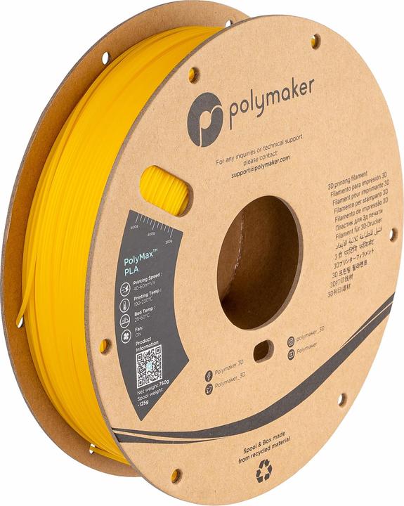 Image du produit Polymaker PA06007 Filament PolyMAX Tough Haute rigidité, haute résistance à la traction (PLA, 1.75 mm, 750 g, Jaune)