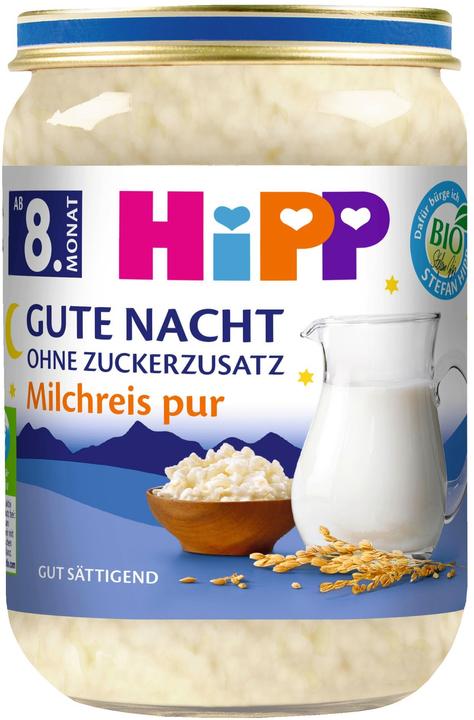 Actual product image Hipp Organic Good Night, no added sugar, pure rice pudding (190 g)