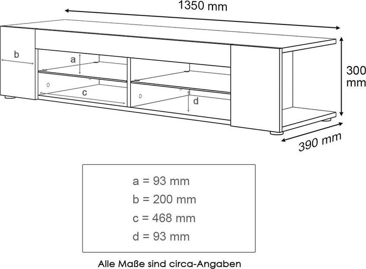 Immagine prodotto SONNI Lavagna TV 135x39x30cm nera con illuminazione LED Lavagna smaltata Lavagna multimediale TV (135 x 39 x 30 cm)