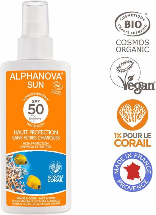 Immagine prodotto Alphanova SUN Spray Bio SPF50 senza nanoparticelle (Spray solare, SPF 50, 125 ml, 156 g)