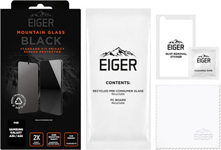 Actual product image Eiger Privacy Sichtschutz-Glas Standard Fit Mountain Glass Black (1 Piece, Samsung Galaxy A16 5G)