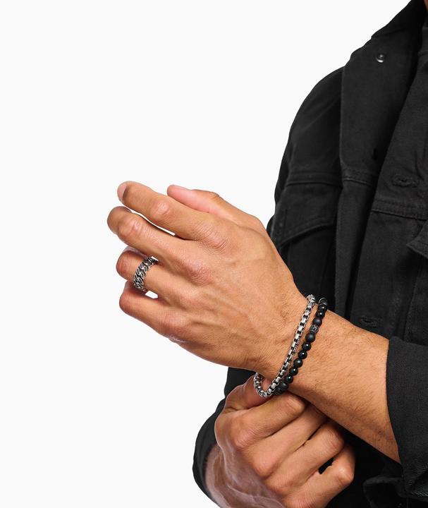 Immagine prodotto Thomas Sabo Ring Kettenglieder schwarze Steine breit Silber (60, 925 Argento)