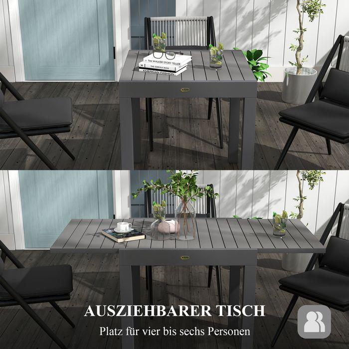 Immagine prodotto Swisshandel24 Tavolo da giardino Tavolo da pranzo per 6 persone Allungabile fino a 70 di portata Alluminio Grigio (81 cm)