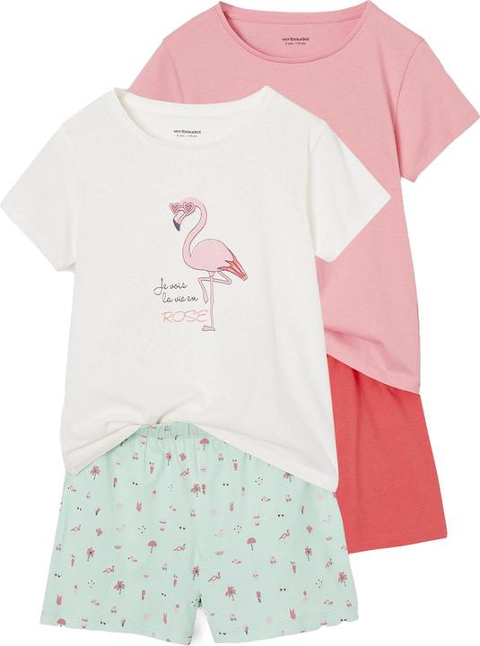 Produktbild Vertbaudet 2er-Pack Mädchen Sommer-Schlafanzüge Regenbogen & Flamingo, mit Recycling-Baumwolle (92)