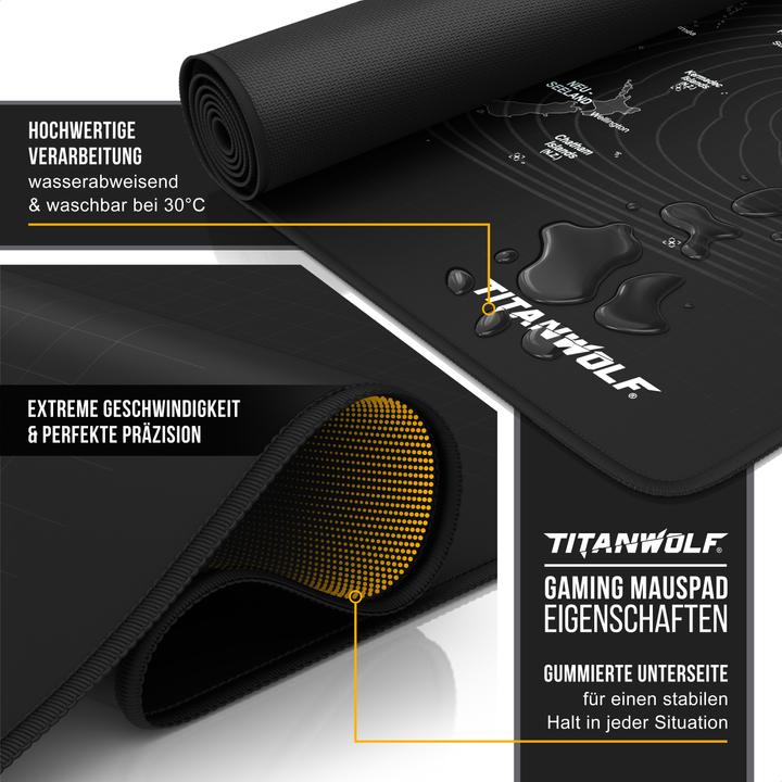 Actual product image Titanwolf Gaming mouse pad, 1600 x 600mm XXXL speed gaming mouse mat, mouse pad extra-large surface, world map (XXL)