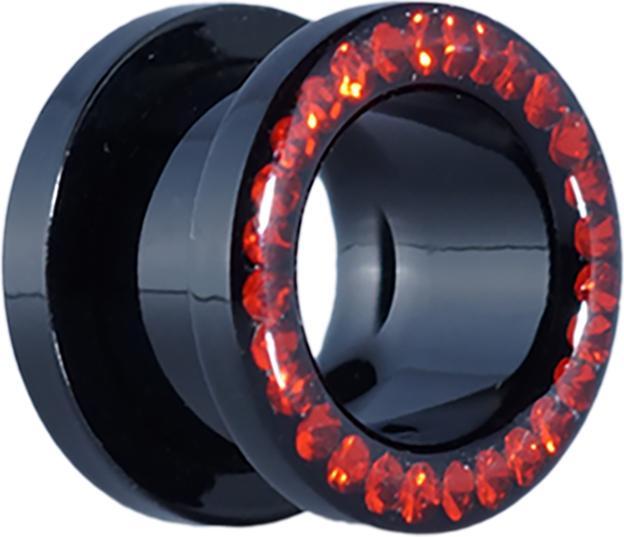 Immagine prodotto Star Piercing Flesh Tunnel Supernova Absolute Black con cristallo Swarovski rosso e strato protettivo epossidico (senza ottone, Acciaio chirurgico 316L)