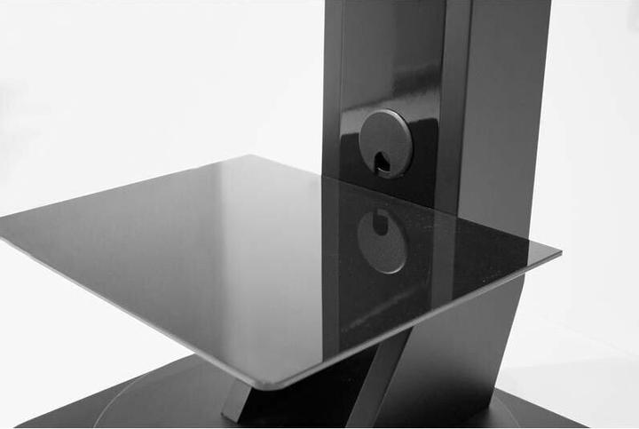 Produktbild PureMounts TV Standfuss auf verdeckten Rädern, bis zu 88" und 65kg, höhenverstellbar und drehbar, schwarz (88", 65 kg)