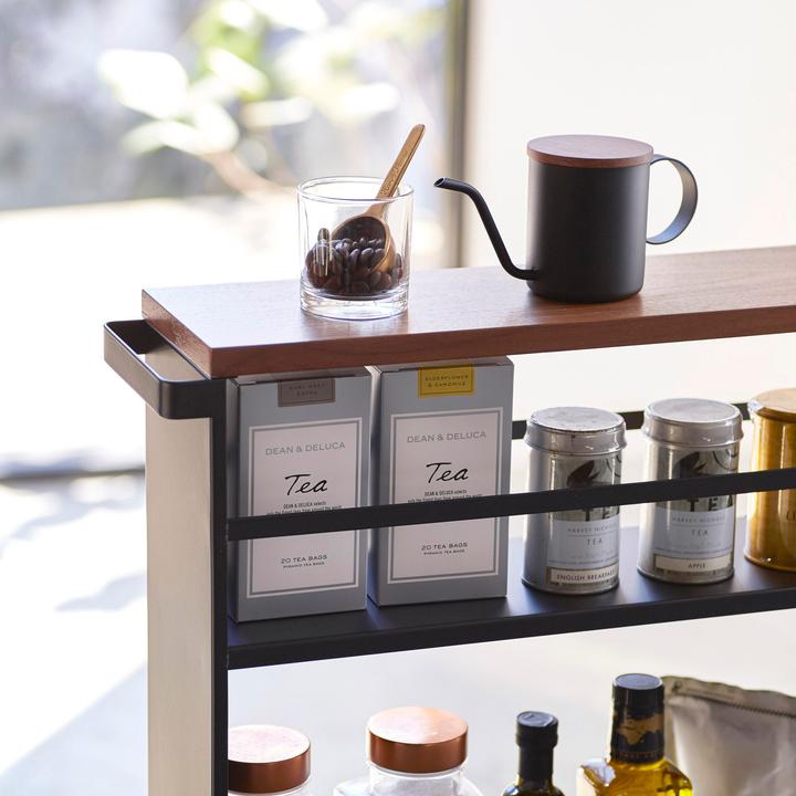 Produktbild Yamazaki Schmaler Rollwagen mit Holzablage TOWER