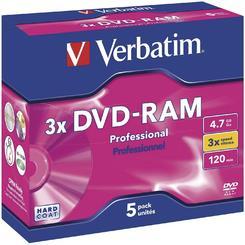 Produktbild Verbatim DVD-RAM, 4.7GB, 3x, Cartridge (5 x)