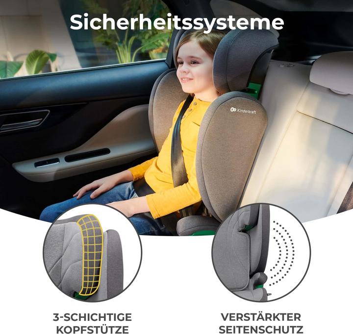 Actual product image KinderKraft Junior Fix 2 I-Size Rocket Grey (Child seat, ECE R129/i-Size Standard)