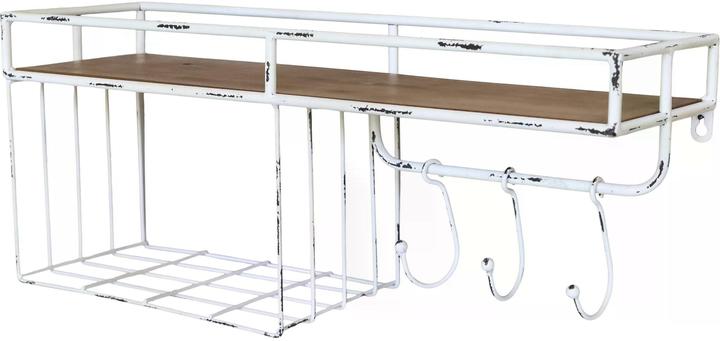 Produktbild Chic Antique Wandregal mit Haken 24 x 58 x 18 cm, Weiss (58 x 18 x 24 cm)