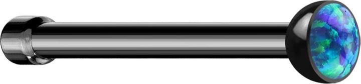 Produktbild Star Piercing Nasenstecker gerade schwarz mit Opal blau (ohne Messing, Chirurgenstahl 316L)