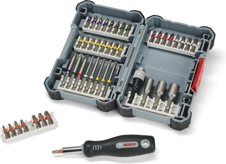 Produktbild Bosch Professional Zubehör Schrauberbit-Set, 45-teilig (Kreuz Phillips PH 3", Kreuz Pozidriv PZ 2", Sechskant (hexagonal) 6", Kreuz Pozidriv PZ 3", Sechskant (hexagonal) 4", Sechskant (hexagonal) 3", Kreuz Phillips PH 1", Kreuz Pozidriv PZ 1", Kreuz Phillips PH 2", Sechskant (hexagonal) 5")