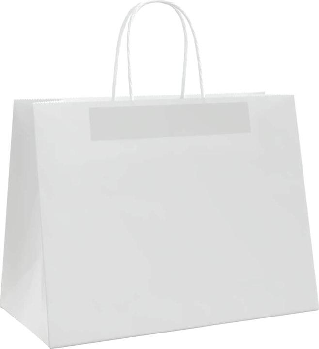 Immagine prodotto VidaXL Sacchetti di carta kraft 50 pezzi con manico bianchi 32x17x25 cm (Borsa da regalo, 50 x)