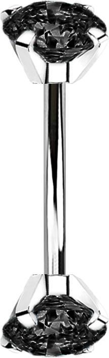 Produktbild Star Piercing Micro Banane silber Innengewinde mit zwei Kristalle schwarz gefasst (Chirurgenstahl 316L)