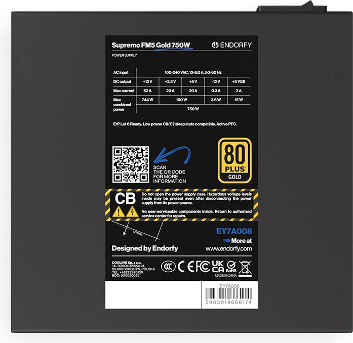 Actual product image Endorfy Supremo FM5 Gold 750W ATX EY7A008 (750 W)