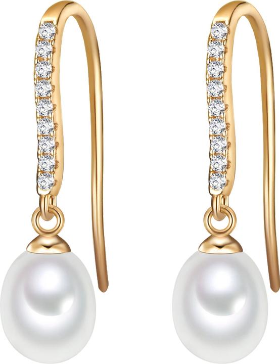 Produktbild Valero Pearls Damen Sterling Silber Zirkonia Süsswasser-Zuchtperle gelbgold - 11892 (Sterling Silber)