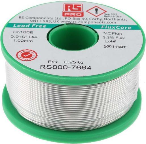 Actual product image Rs Pro Lower cost Lead free solder, 1.0mm, 250g