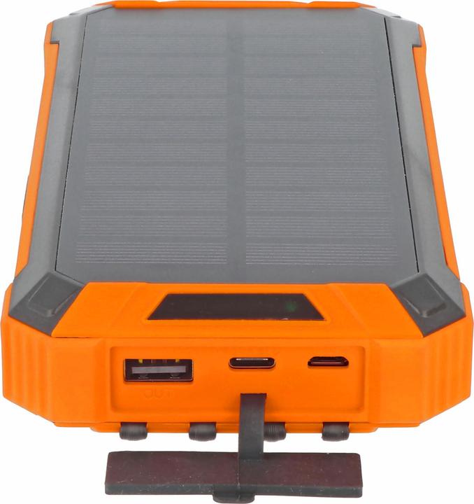 Produktbild AccuCell Powerbank mit 4 Ladekabel, QI-Ladefunktion, Solar Panel, LED Licht (20000 mAh)