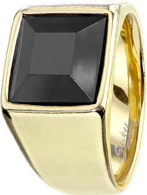 Produktbild Star Piercing Ring vergoldet mit facettiertem Onyx Stein (57, 900 Platin)