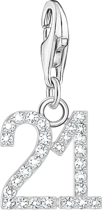 Produktbild Thomas Sabo Charm-Anhänger Zahl 21 mit weissen Steinen Silber (925 Sterlingsilber)