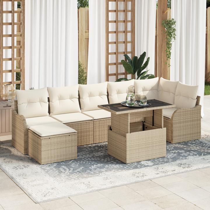 Actual product image VidaXL 8-piece garden sofa set with cushions Beige poly rattan