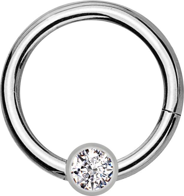 Immagine prodotto Star Piercing Anello a micro segmenti con cerniera in argento e cristallo a sfera in argento (Titanio G23, senza ottone)