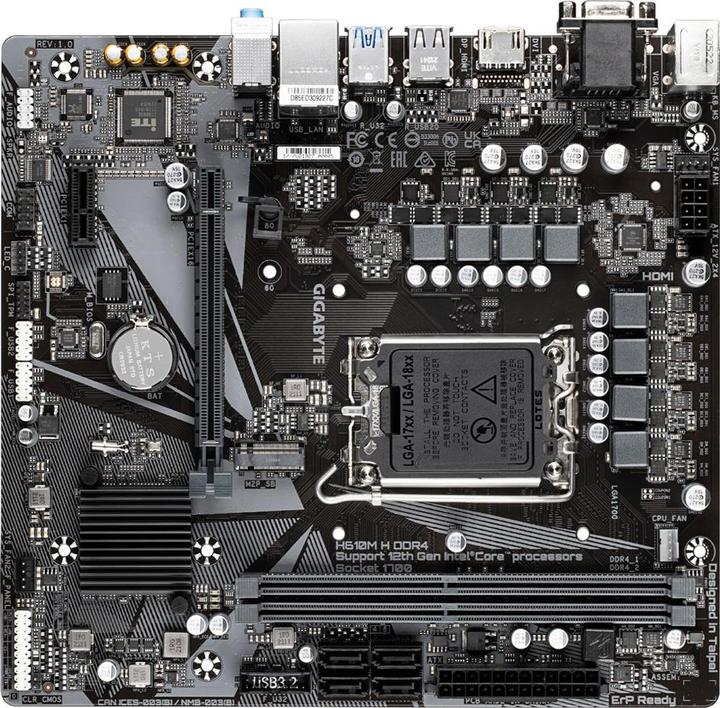 Image du produit Gigabyte H610M H DDR4 (rev. 1.0) (LGA 1700, Intel H610 Express, mATX)
