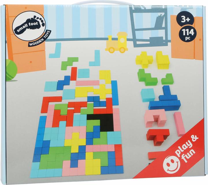 Actual product image small foot Wooden puzzle geometric shapes (114 pieces)