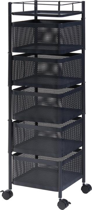 En.Casa Rollwagen Sunndal mit 5 Ebenen 94,5x27x27cm Schwarz