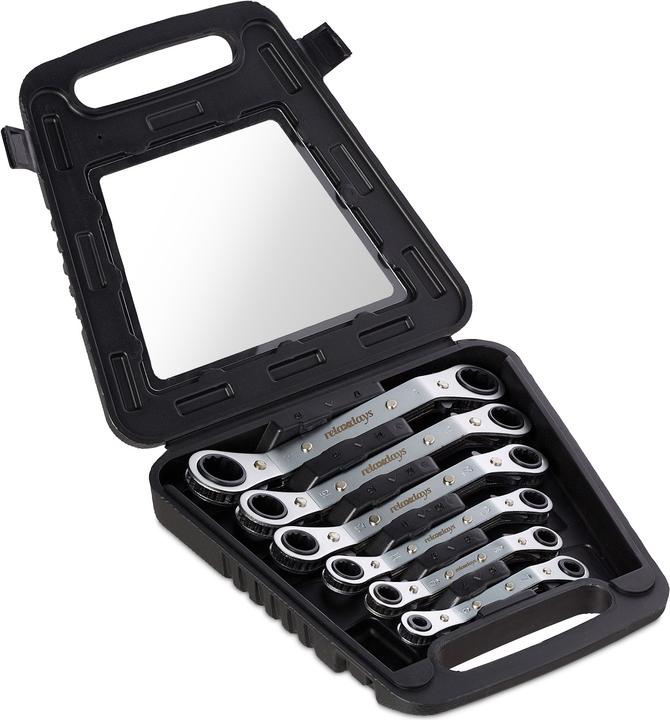 Actual product image Relaxdays Ring ratchet wrench set (11 mm, 14 mm, 6 mm, 7 mm, 15 mm, 13 mm, 10 mm, 12 mm, 9 mm, 8 mm)
