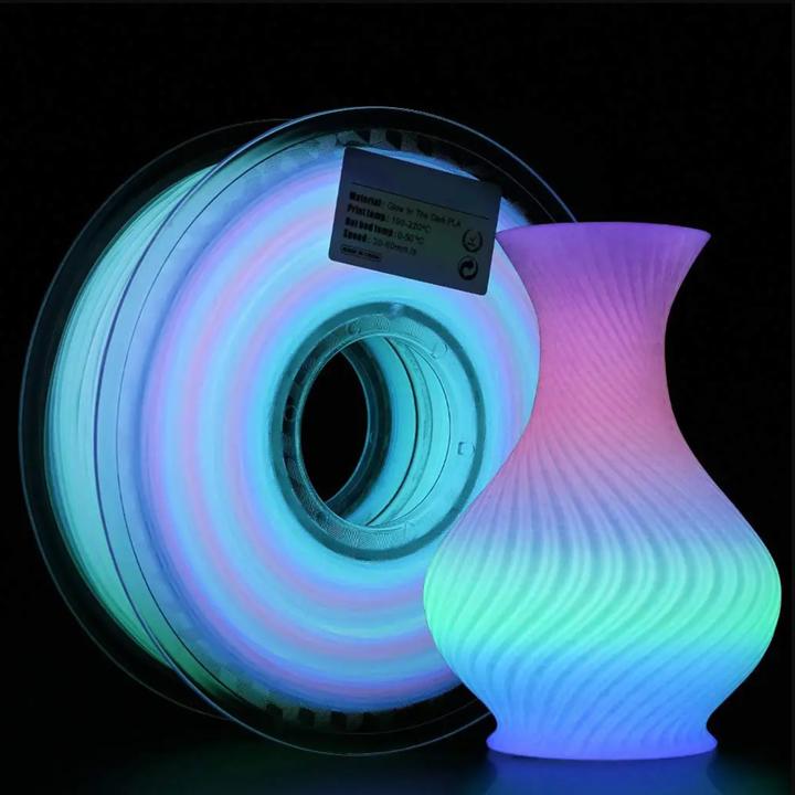 Produktbild eSUN PLA Luminous Rainbow Filament 1.75mm 1Kg (PLA+, 1.75 mm, 1000 g, Mehrfarbig)