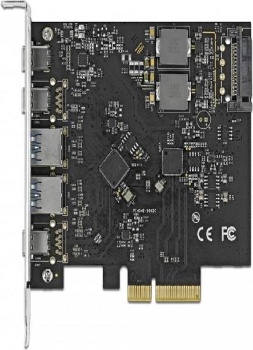 Actual product image Delock PCI Express Card USB 3.1 Gen2 - 3x USB-C + 2x USB-A