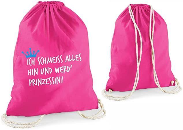 Actual product image 4you Design Statement gym bag "I'm chucking it all and becoming a princess" pink