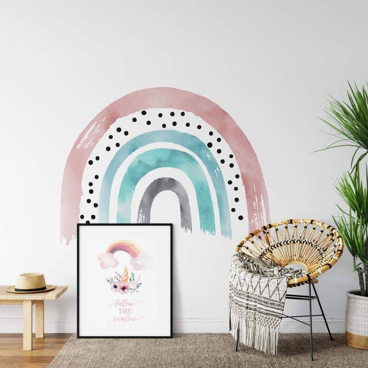 Produktbild Trenddeko Regenbogen Watercolor rosé, türkis (105 x 80 cm)