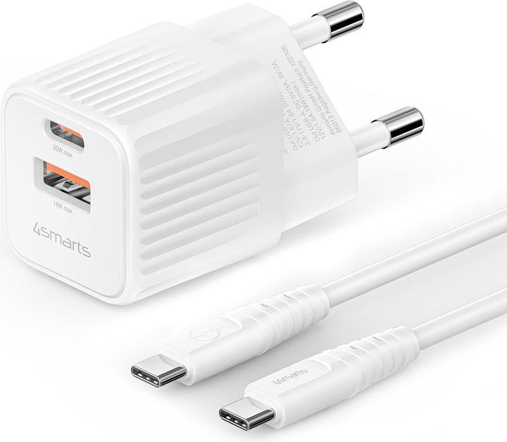 Produktbild 4smarts Netzladegerät VoltPlug Duos Mini PD 20W und USB-C Kabel 1,5m weiss (20 W)