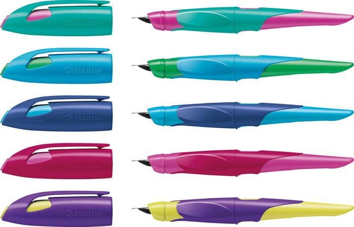 Produktbild STABILO EASYbirdy ergonomischer Schulfüller für Rechtshänder Standard-Feder (Gelb, Violett, 1 x)
