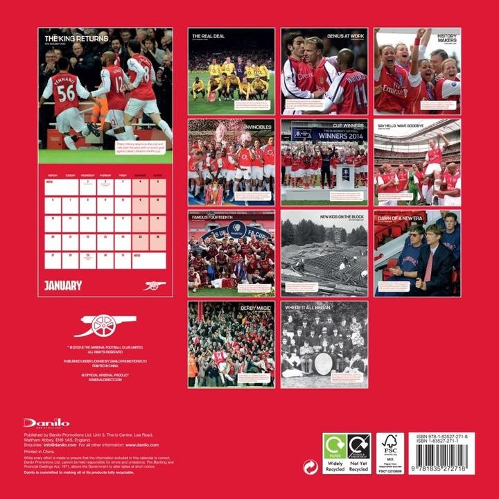 Produktbild Arsenal FC Wandkalender Legends 2025 Quadratisch (30 x 30 cm, Deutsch)